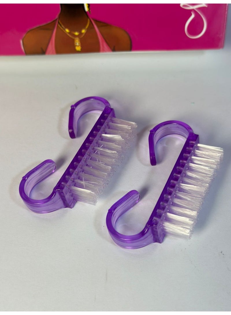 Mini Handle Nail Brush – Small Fingernail & Pedicure Cleaning Brush for Hands and Feet – Soft Bristles, Lightweight Plastic Handle may vary color 2PCS - Image 1